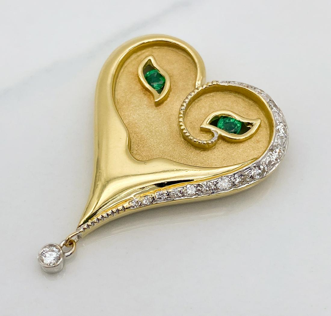 Erte Emerald Eyes Heart Mask Pendant (1 of 3)