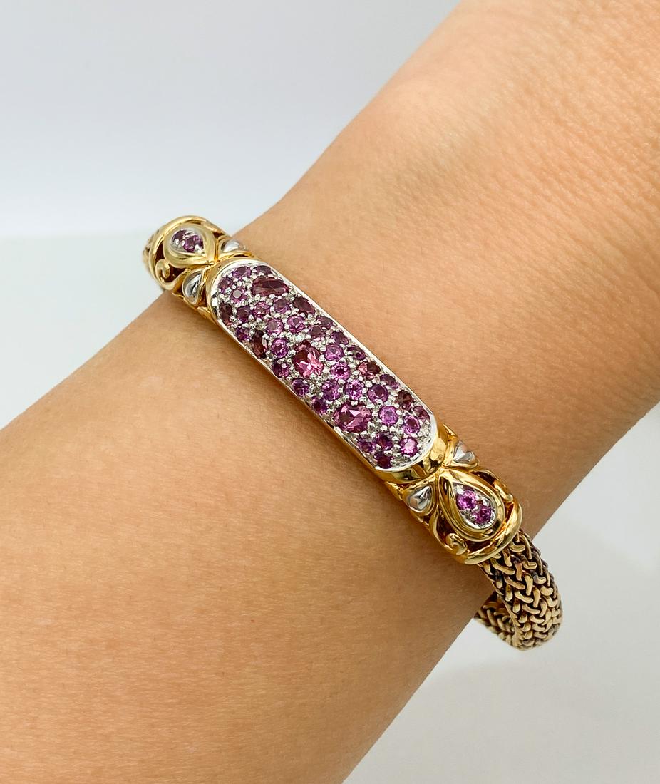 John Hardy Pink Tourmaline 18k Chain Bracelet (1 of 8)