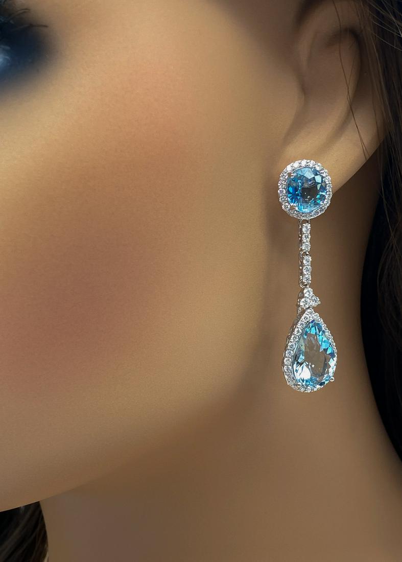 Aquamarine And Diamond Dangle Earrings (1 of 9)