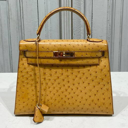 Rare Hermes Kelly 28 Ostrich Bag