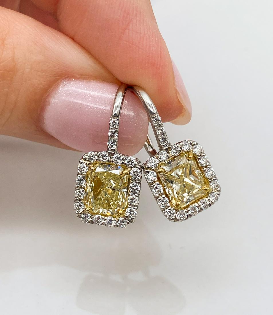 GIA Fancy Yellow Diamond Earrings (1 of 6)