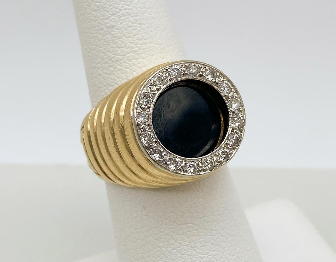 Men's Onyx And Diamond Signet Ring (1 of 5)
