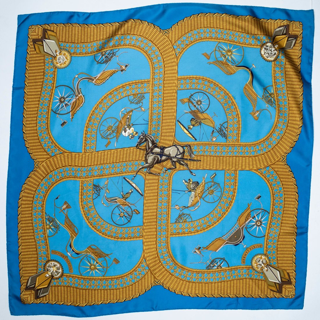 Hermes Voitures Paniers Scarf: Voitures Paniers, By Julia Abadie. Silk. 90cmx90cm, Includes Box. See Photos For Additional Condition Information.