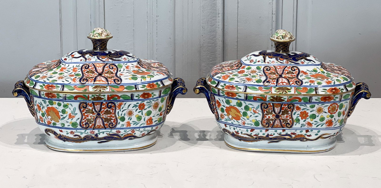 Pair Chinese Export Porcelain Tureens (1 of 8)