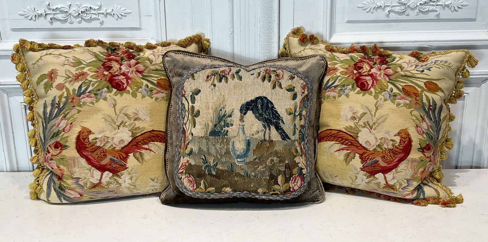 Three Aubusson Tapestry Throw Pillows (1 of 8)