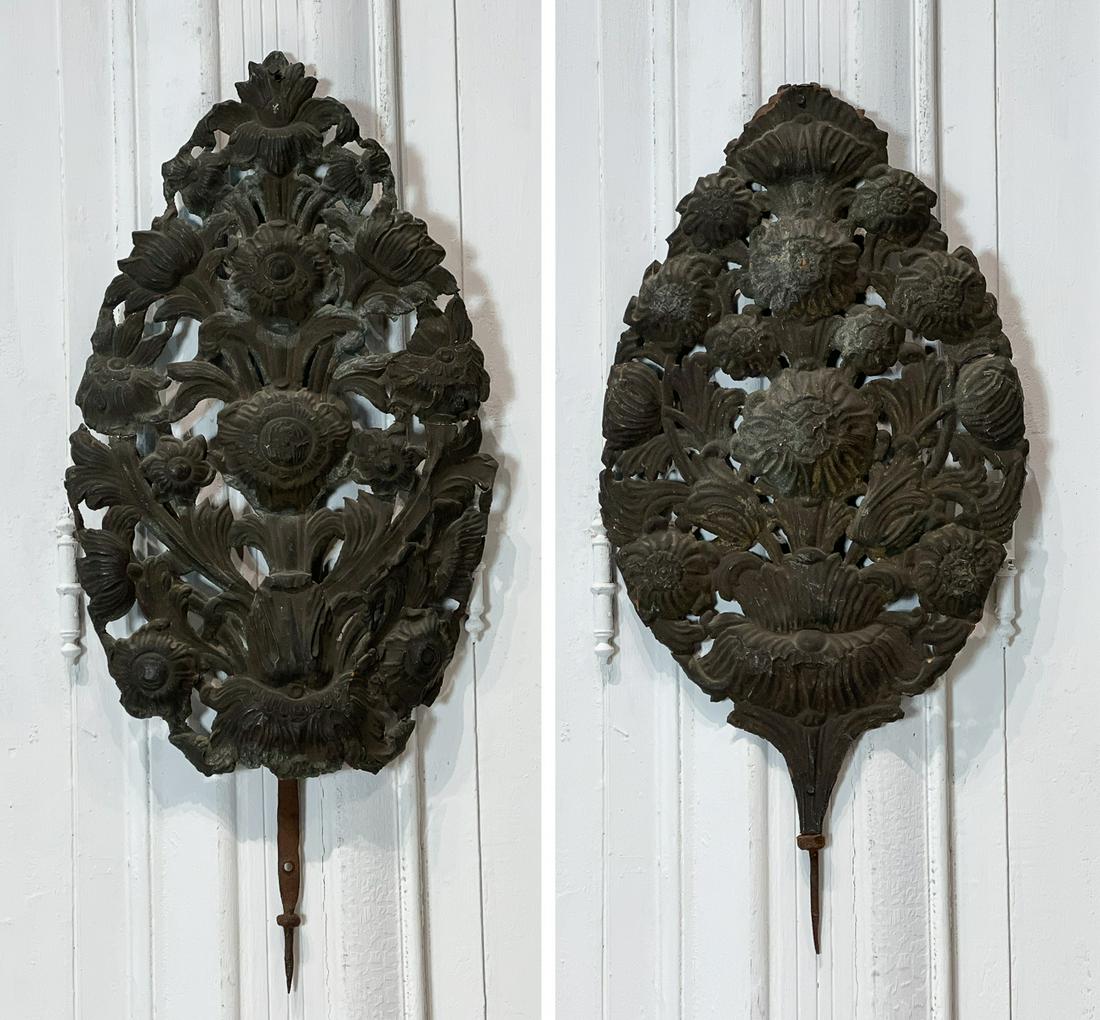Two Italian Repousse Copper Sconce Backs (1 of 10)