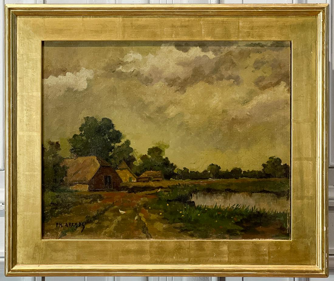 Dutch Landscape In Spring Oil On Canvas Painting (1 of 7)