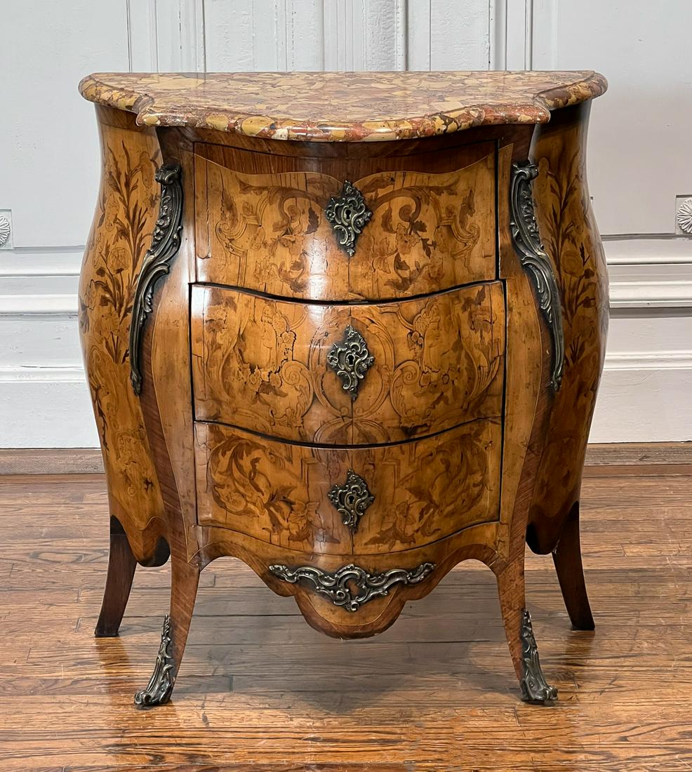 Italian Marquetry Bombe Commode (1 of 8)