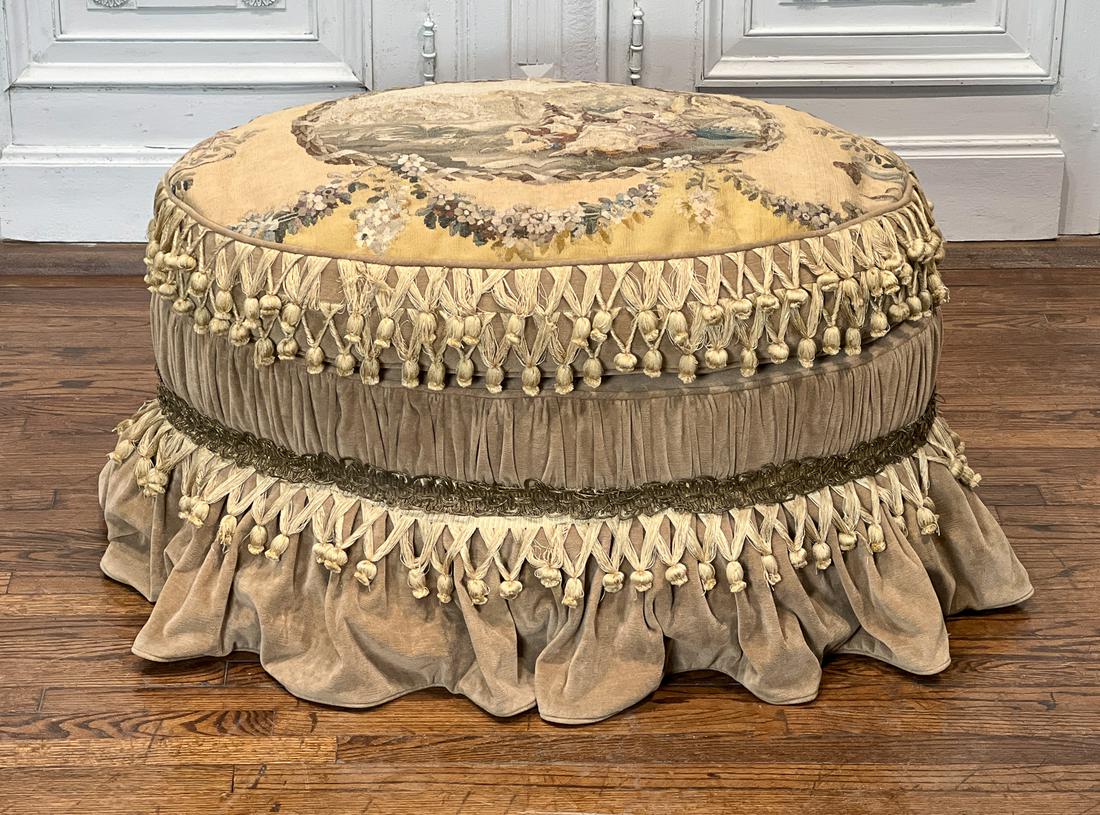 Aubusson Tapestry Ottoman (1 of 8)