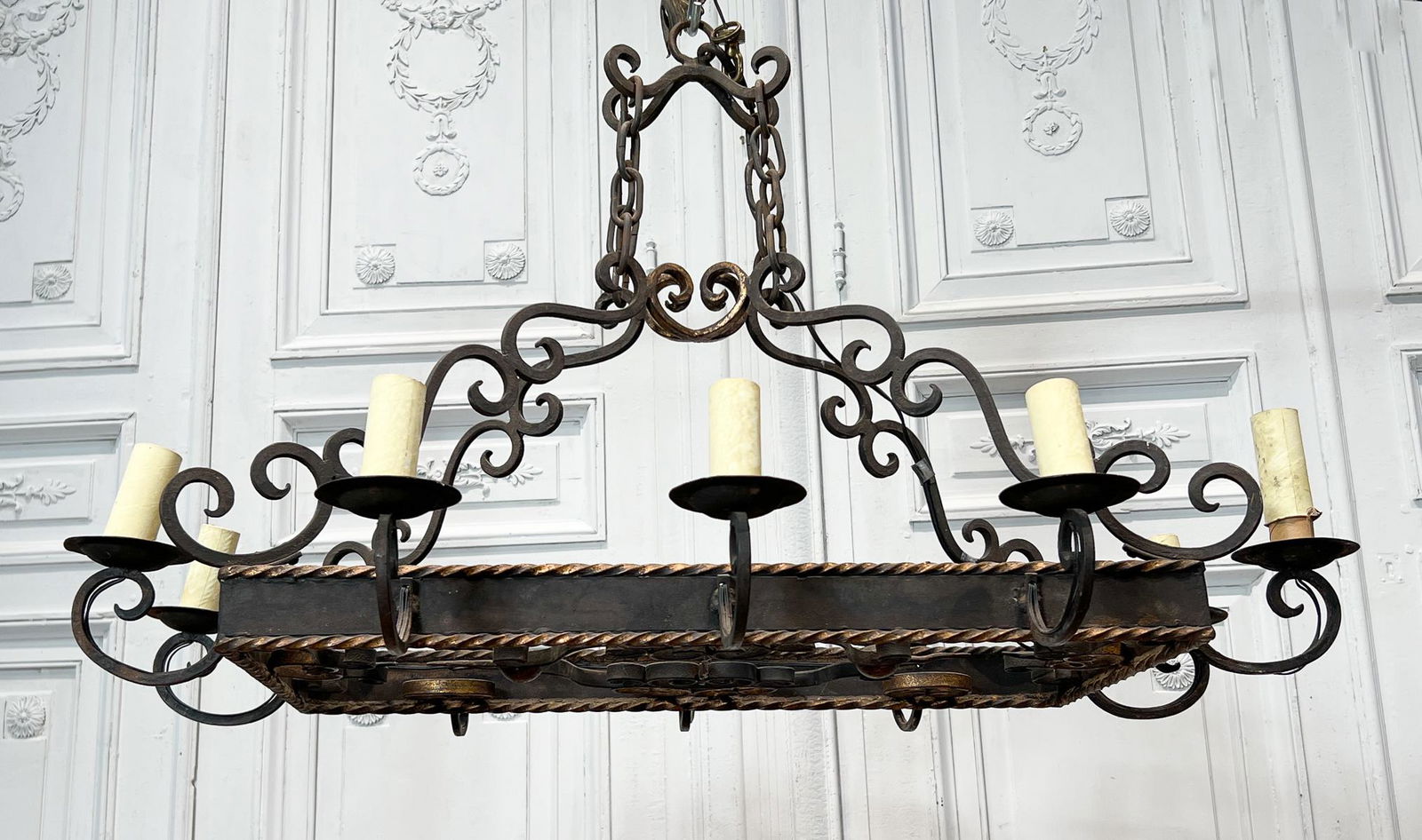 Antique Wrought Iron Chandelier (1 of 9)