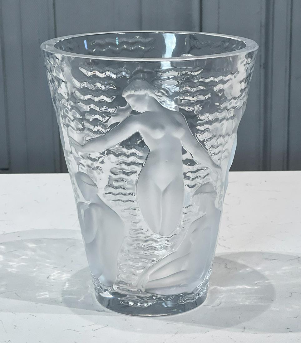 Lalique Ondines Frosted And Clear Glass Vase (1 of 9)