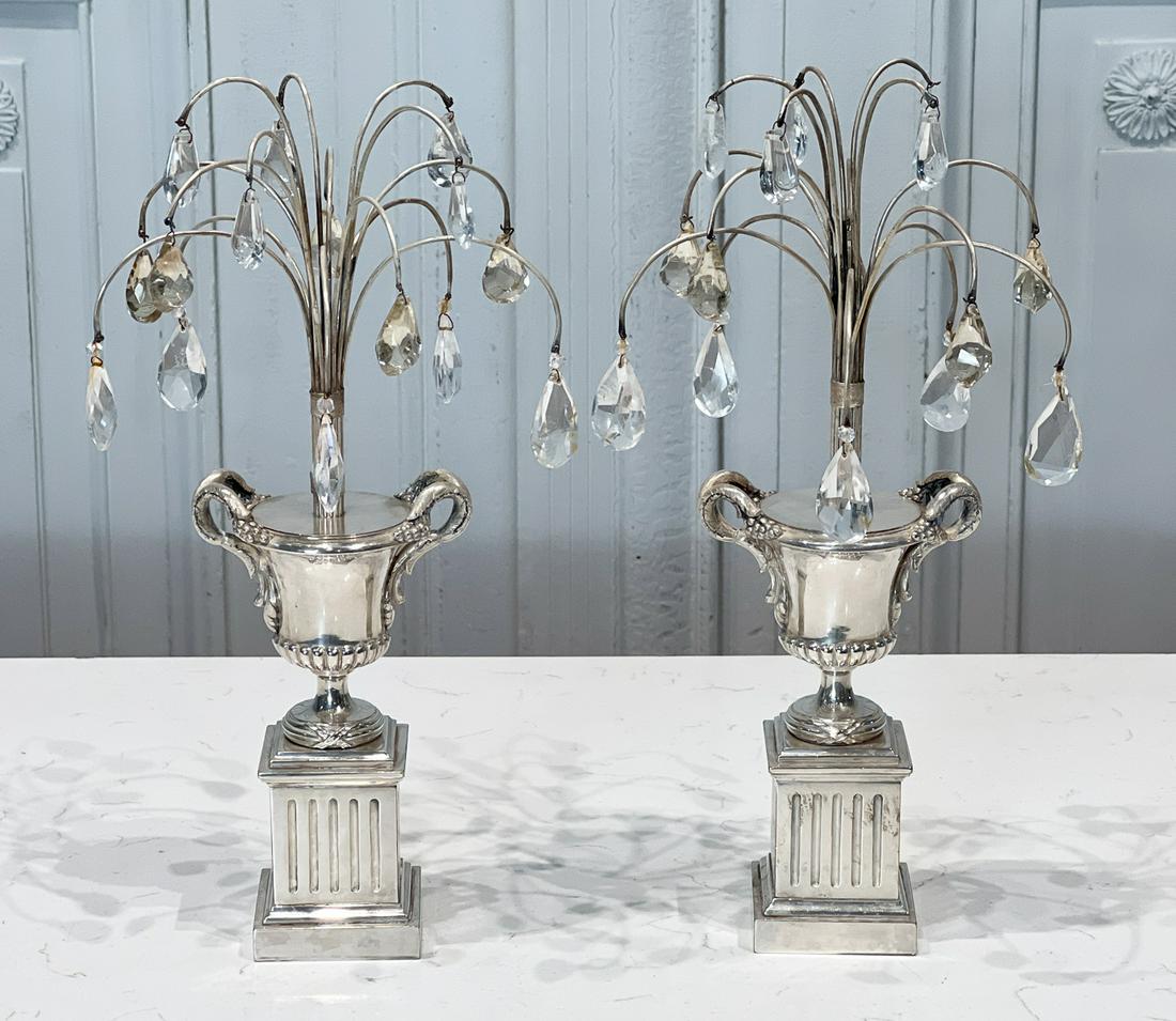 Pair Rock Crystal & Silverplate Garnitures (1 of 7)