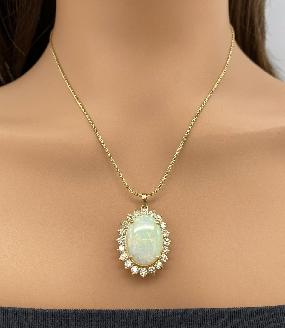 Opal And Diamond Pendant Necklace, 14k (1 of 4)