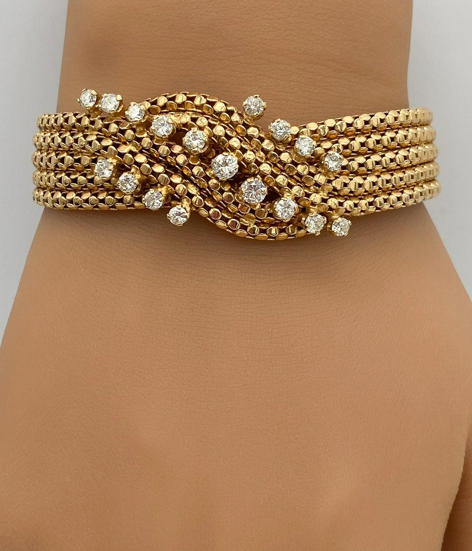 Diamond And 18k Mid-Century Mesh Bracelet (1 of 3)