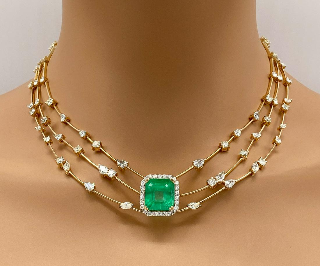 GIA Columbian Emerald And Diamond Necklace (1 of 8)