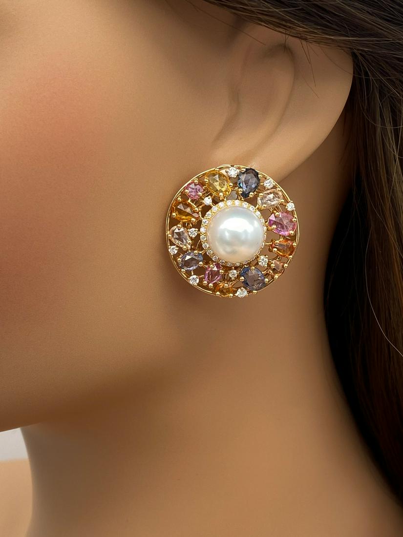 Utopia Pearl, Sapphire, And Diamond Earrings (1 of 6)