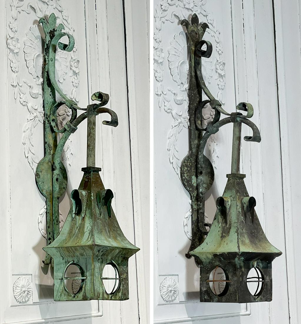 Pair Arts And Crafts Copper Coachlights (1 of 10)