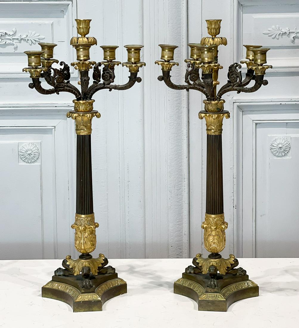 Pair French Parcel Gilt Candelabra (1 of 8)