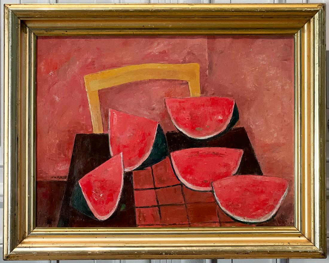 Modern Still Life Of Watermelon Oil On Canvas Painting (1 of 9)