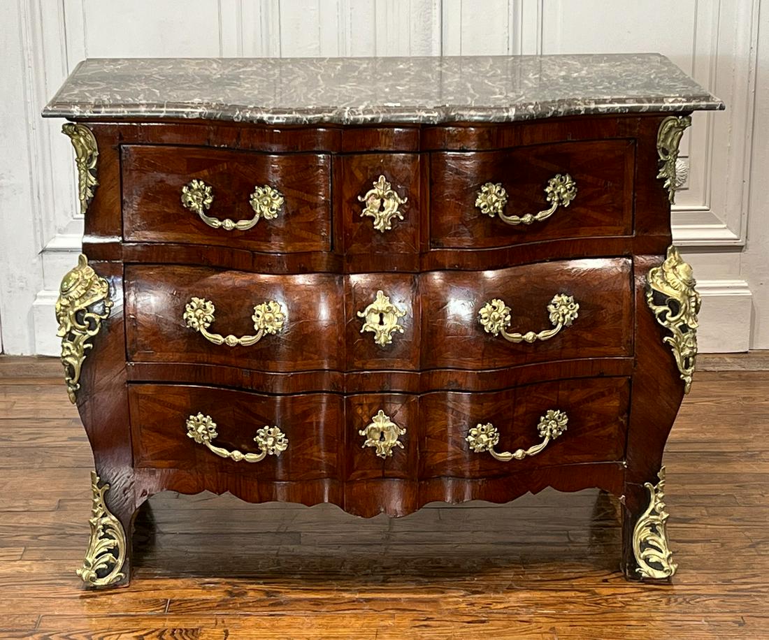 Italian Rococo Walnut Bombe Commode (1 of 8)