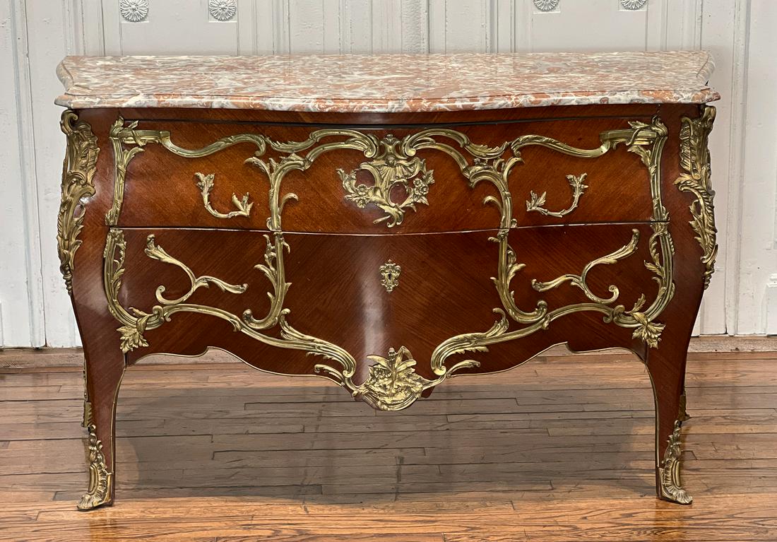 Louis XV Style Bronze And Mahogany Bombe Commode (1 of 10)