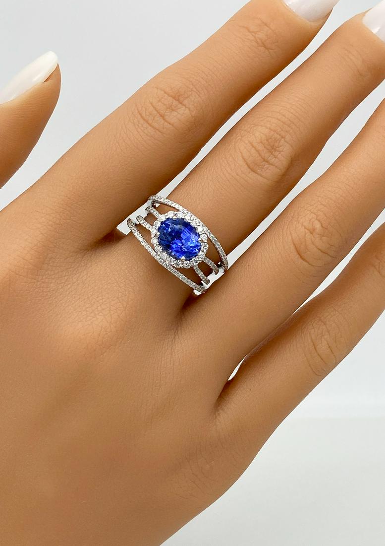 GIA Sapphire And Diamond Platinum Ring (1 of 7)