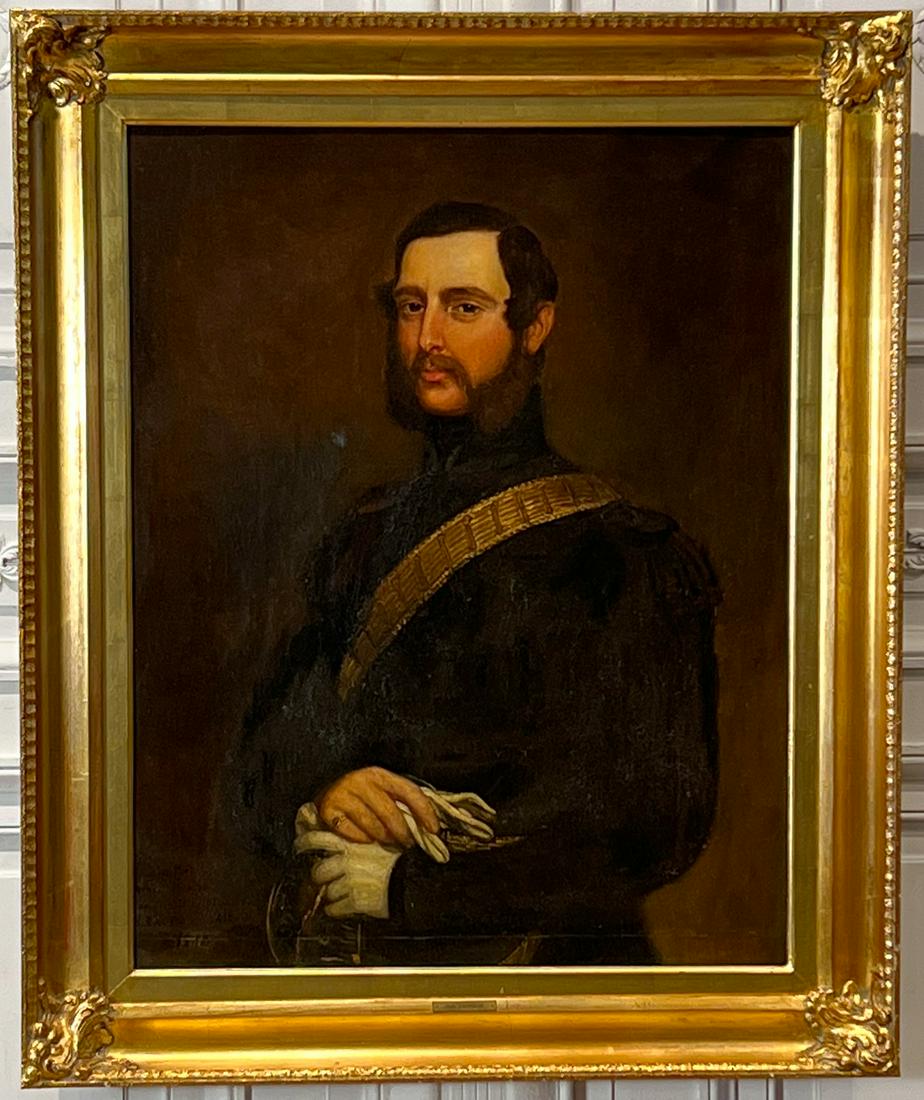 John Partridge, British, 1790-1872, Painting: Portrait Of Albert, Prince Consort To Queen Victoria Of England As A Young Man In A Military Uniform, Oil On Canvas, Signed And Inscribed Lower Right Portrait Painted To Her Majesty HRH Prince Albert 