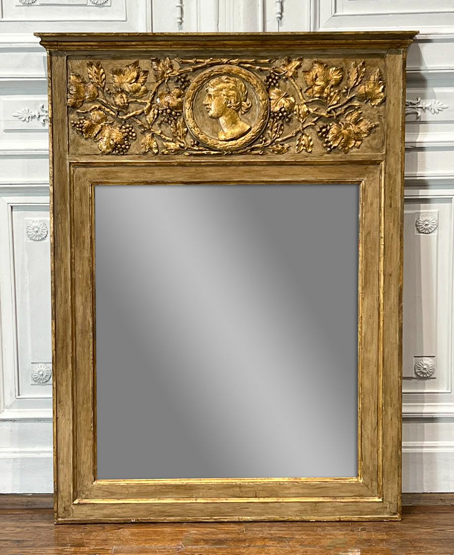 Empire Style Gilt And Painted Trumeau Mirror (1 of 9)