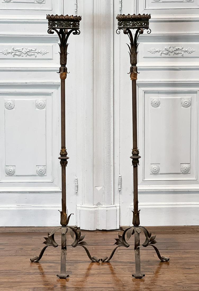 Pair Italian Wrought Iron Torcheres (1 of 9)