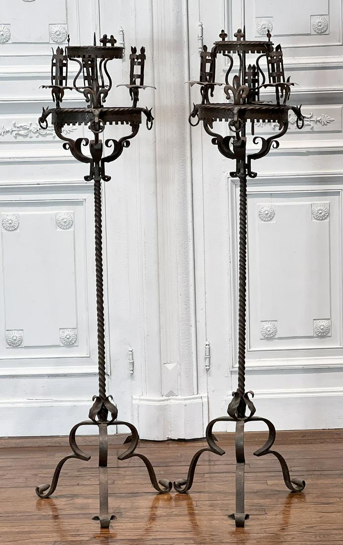 Pair Spanish Wrought Iron Torcheres (1 of 11)