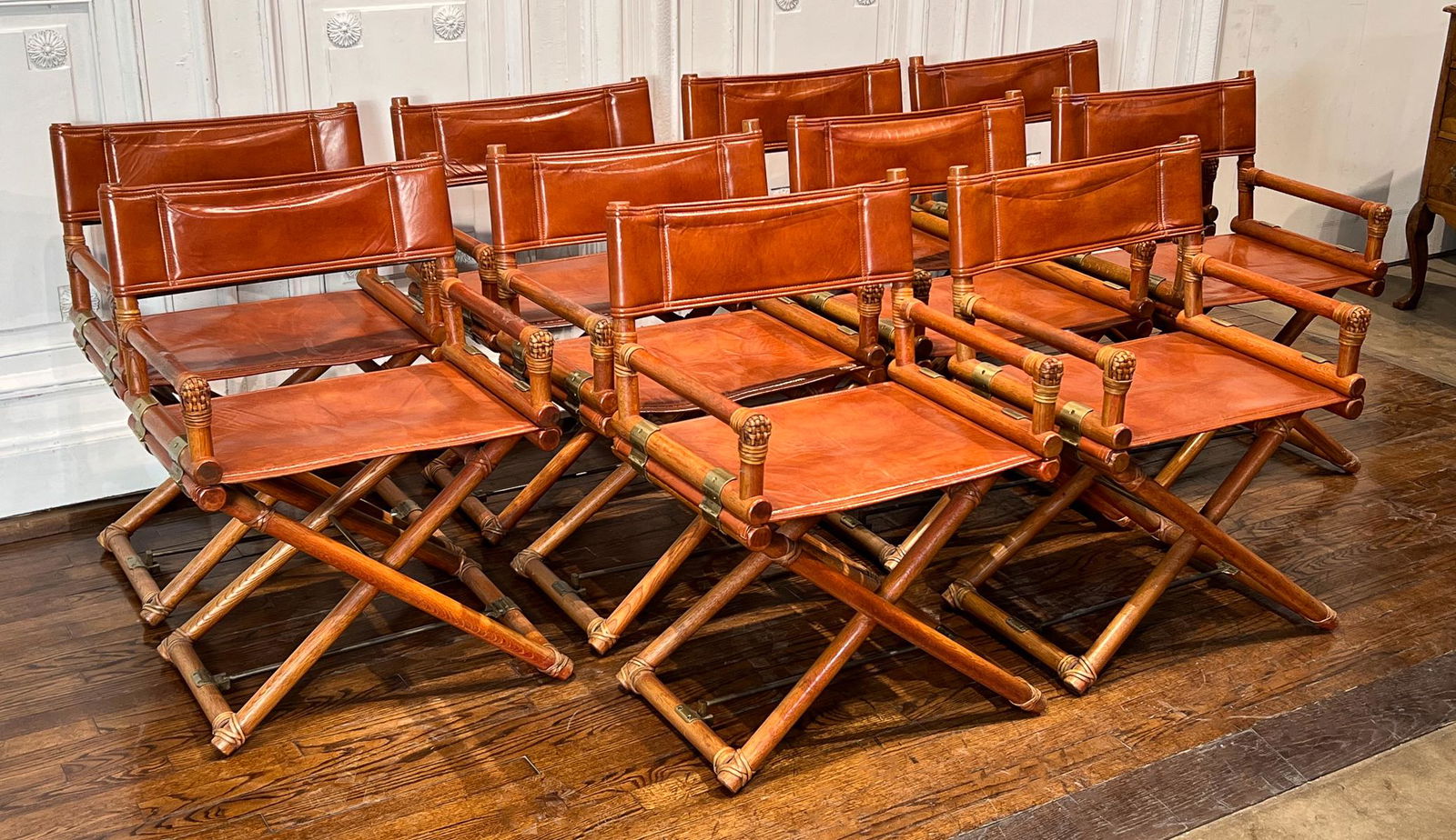 Ten Mcguire Rattan And Leather Campaign Chairs (1 of 16)