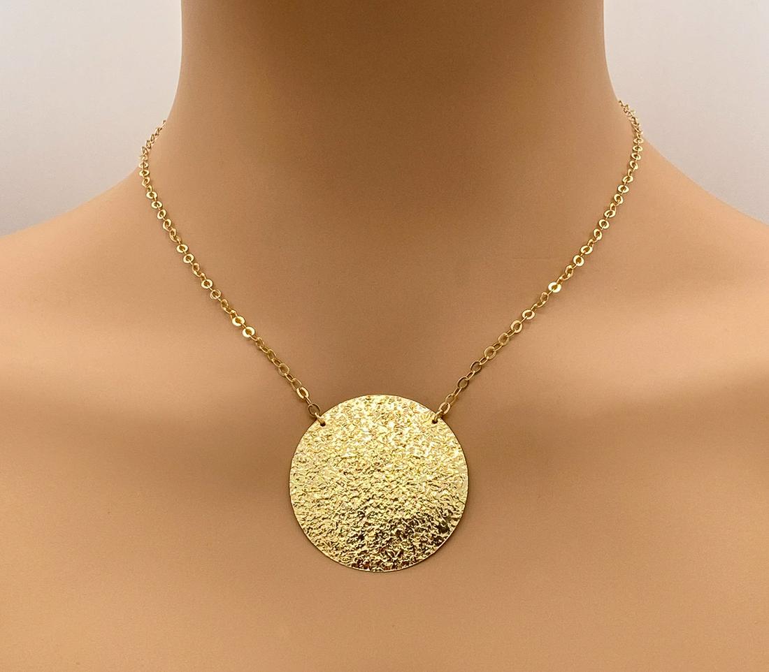 Italian Hammered 14k Gold Necklace (1 of 4)