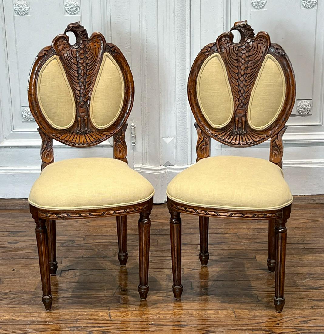 Pair Art Nouveau Eagle Side Chairs (1 of 8)
