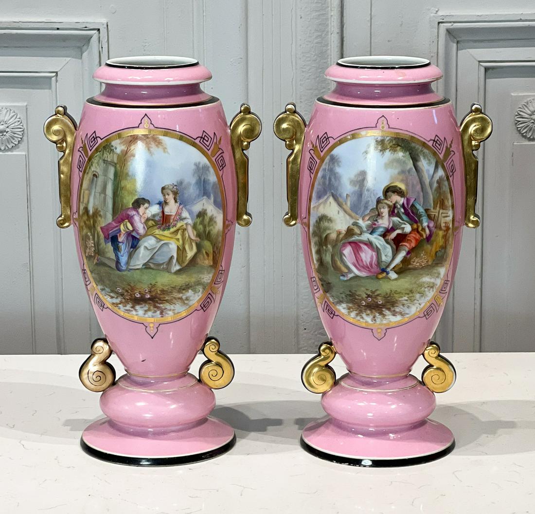 Pair Old Paris Porcelain Urns (1 of 10)