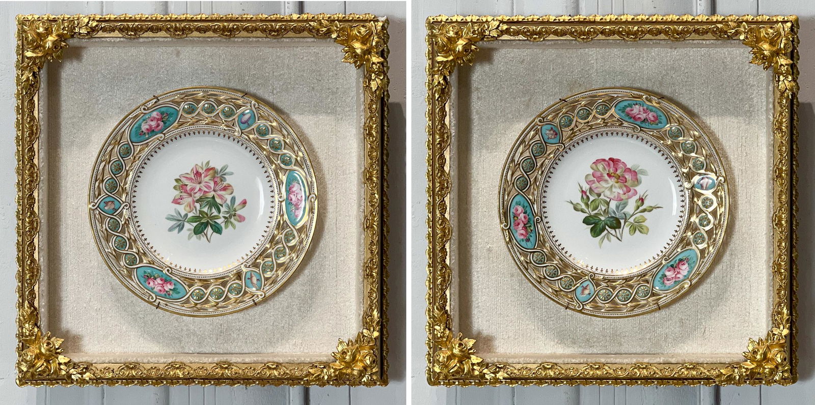 Pair Framed Royal Worcester Plates (1 of 15)