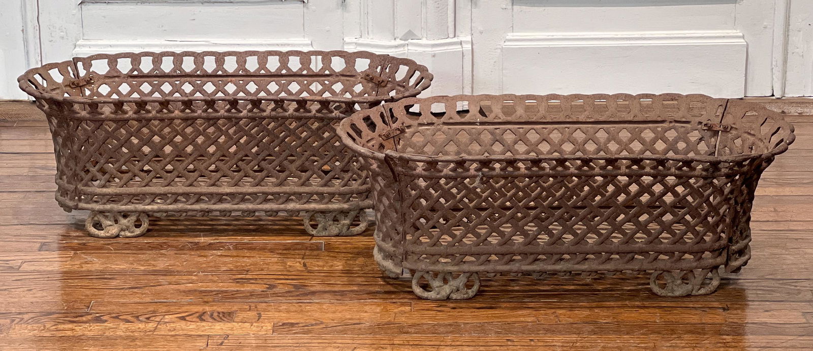 Pair Antique English Cast Iron Planters (1 of 8)