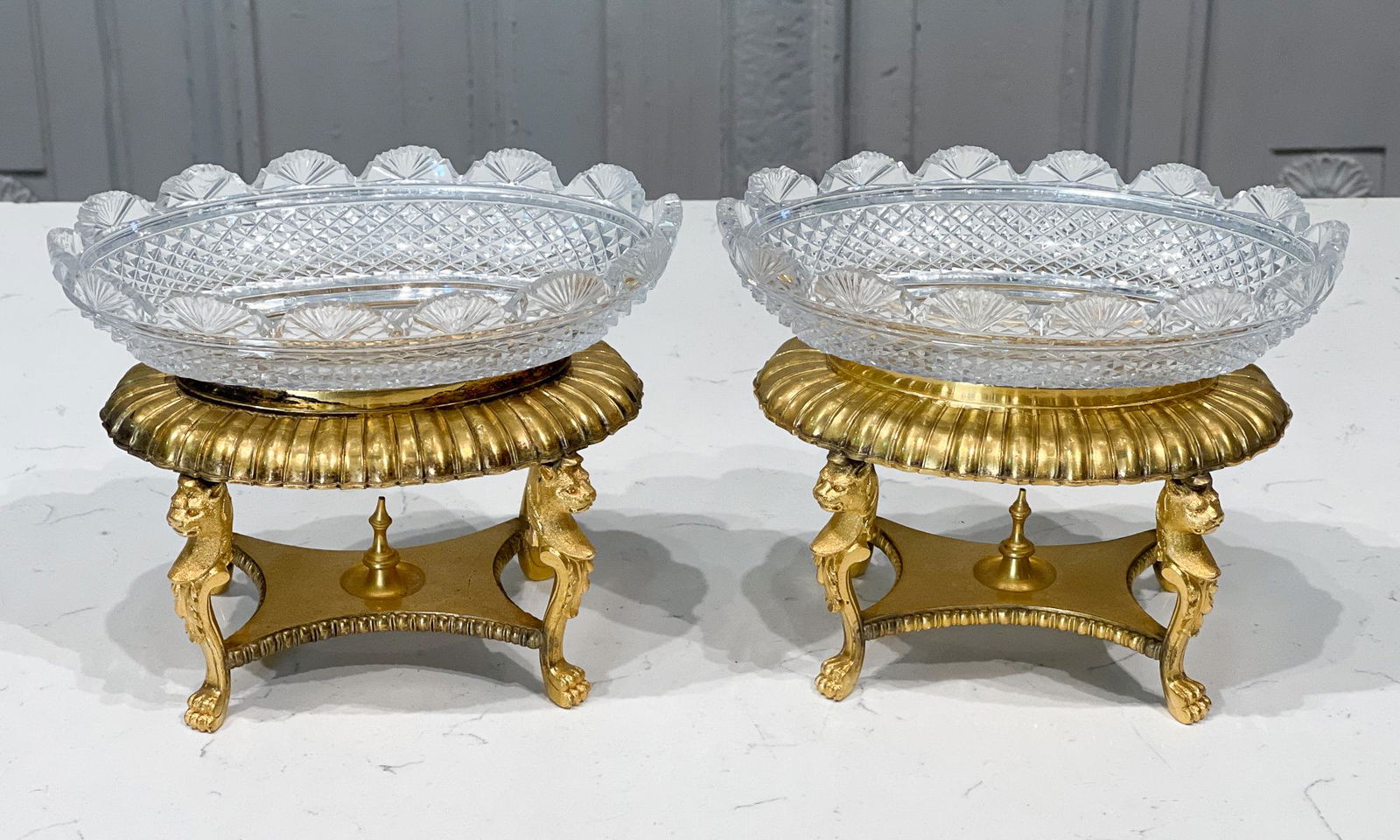 Pair French Gilt Bronze & Cut Glass Dishes (1 of 5)