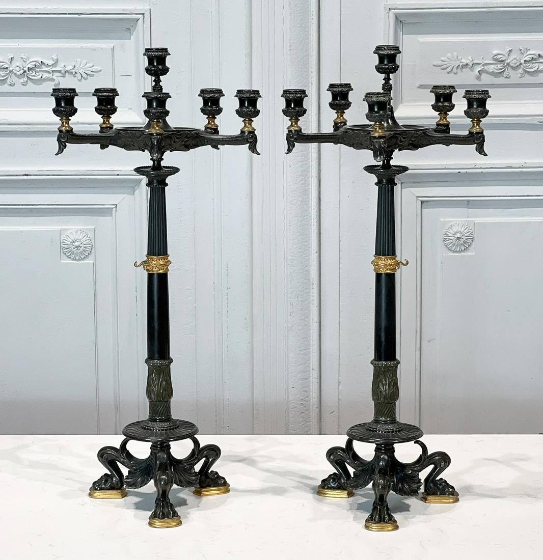 Pair Charles X Parcel Gilt Bronze Candelabra (1 of 7)
