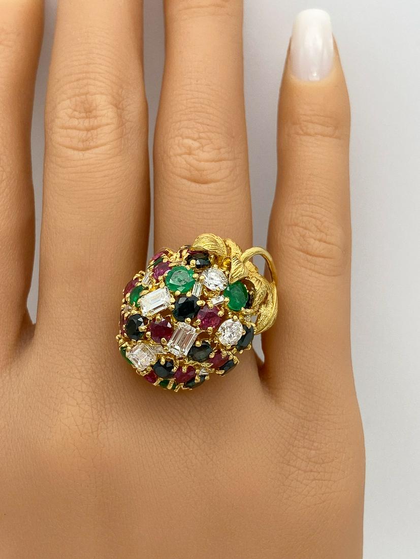 Ruby, Emerald, Sapphire, Diamond Ring, 18k (1 of 6)