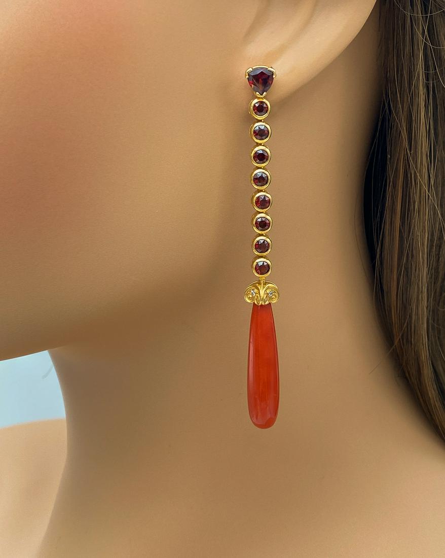Red Coral And Garnet Dangle Earrings (1 of 4)