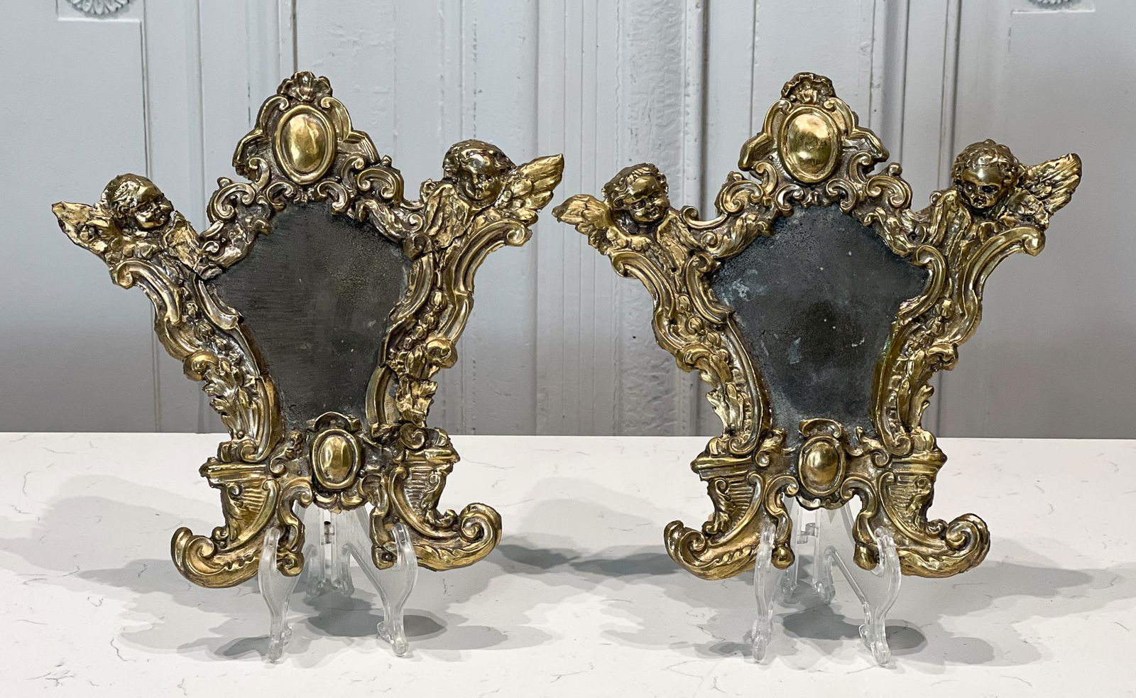 Pair Baroque Repousse Brass Frames (1 of 6)