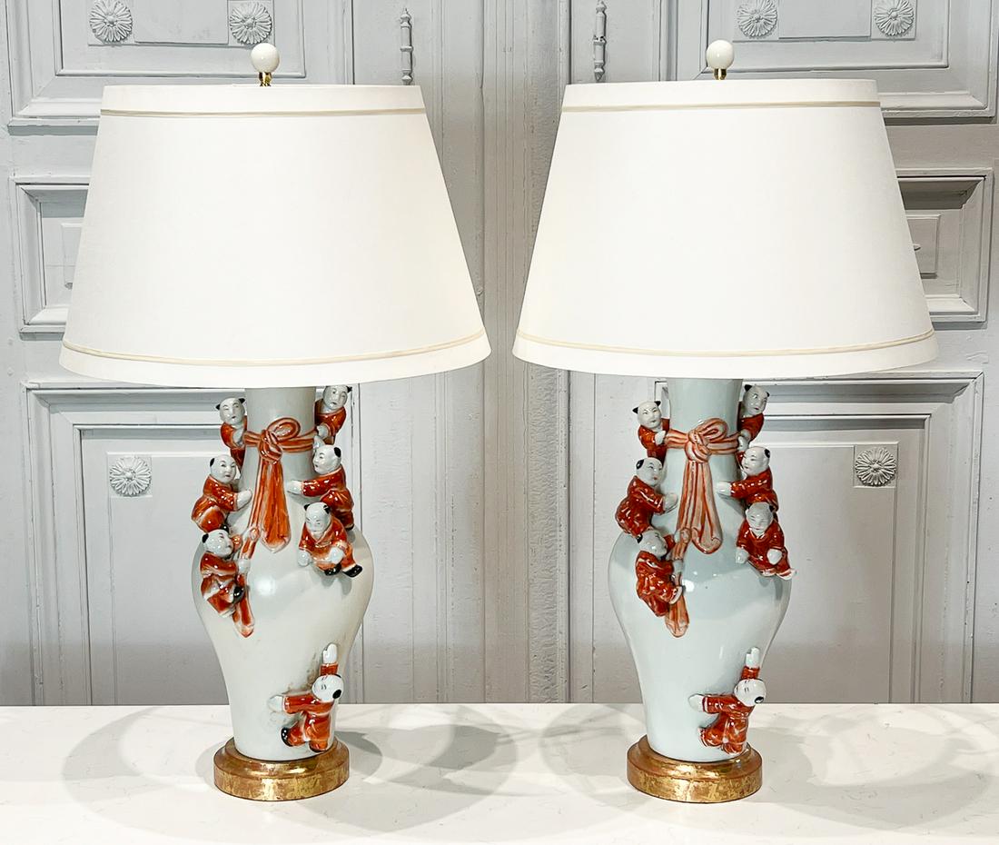 Pair Of Chinese Buddha Vases As Lamps (1 of 10)