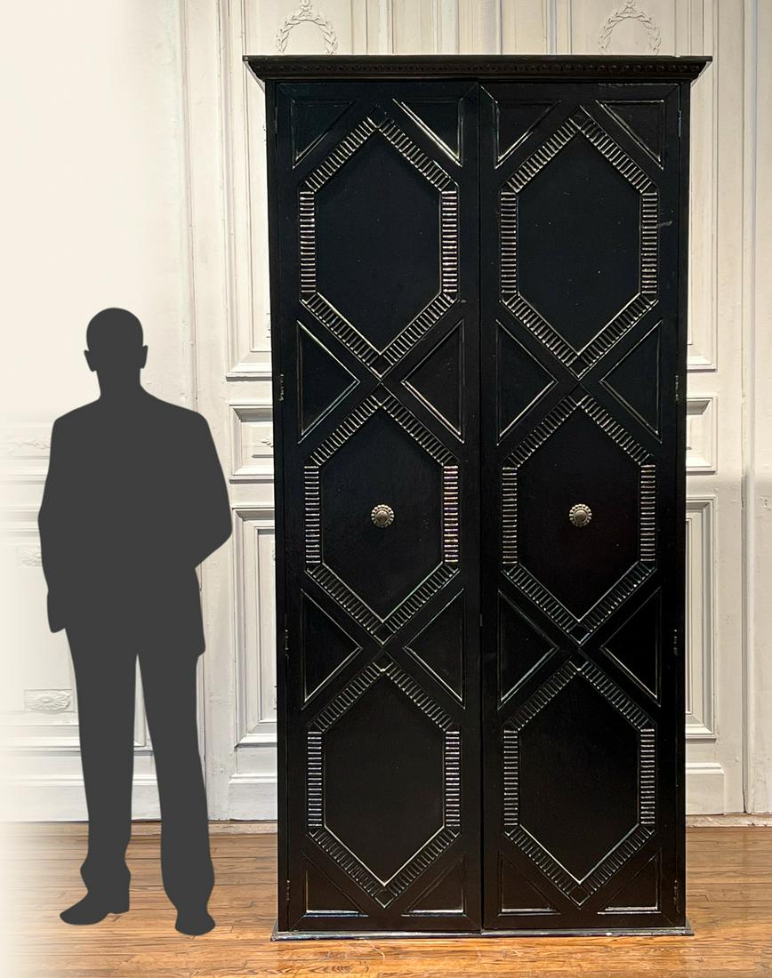 Large Black Painted And Carved Wood Armoire (1 of 10)