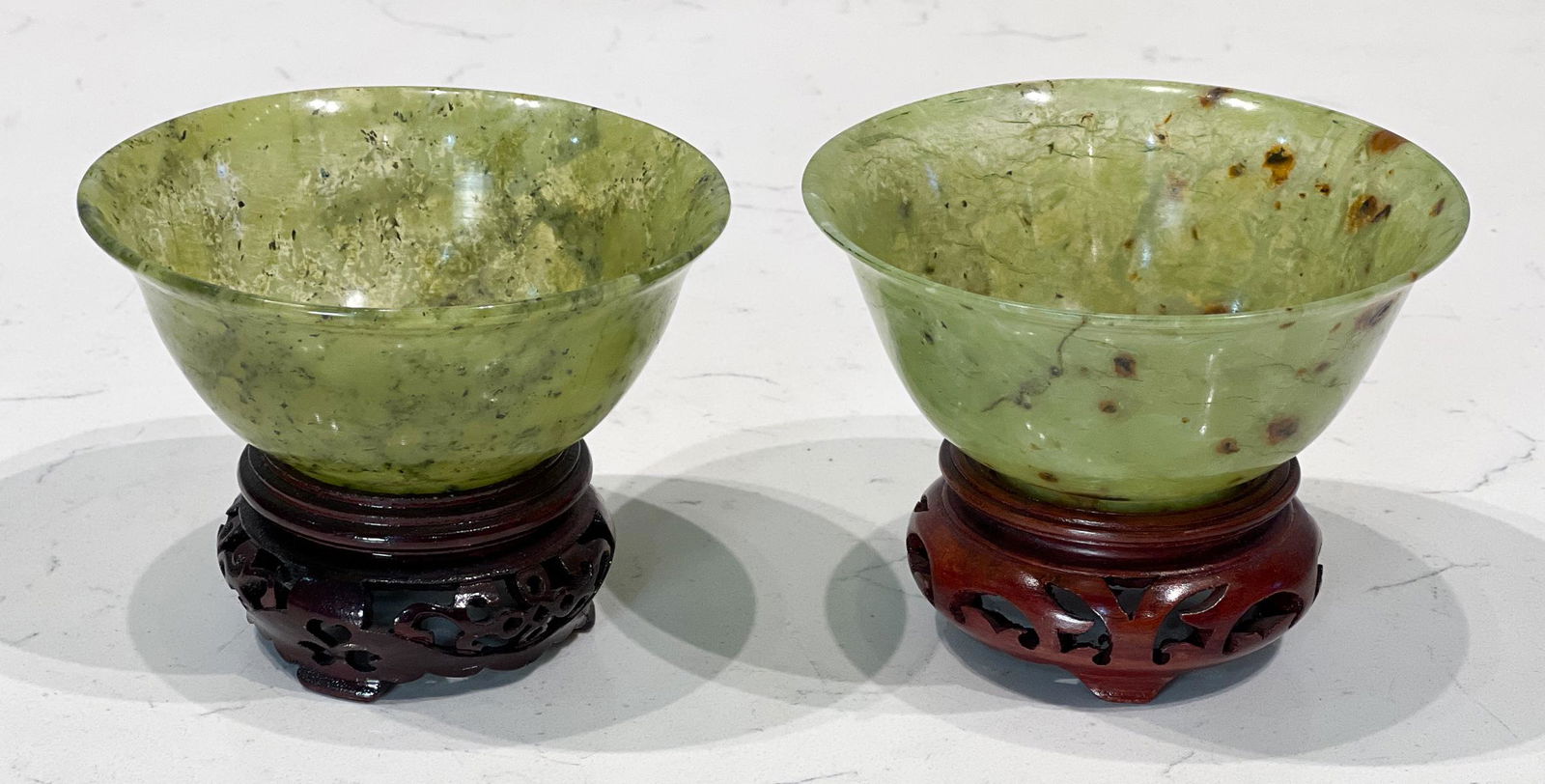 Two Chinese Spinach Jade Bowls (1 of 8)