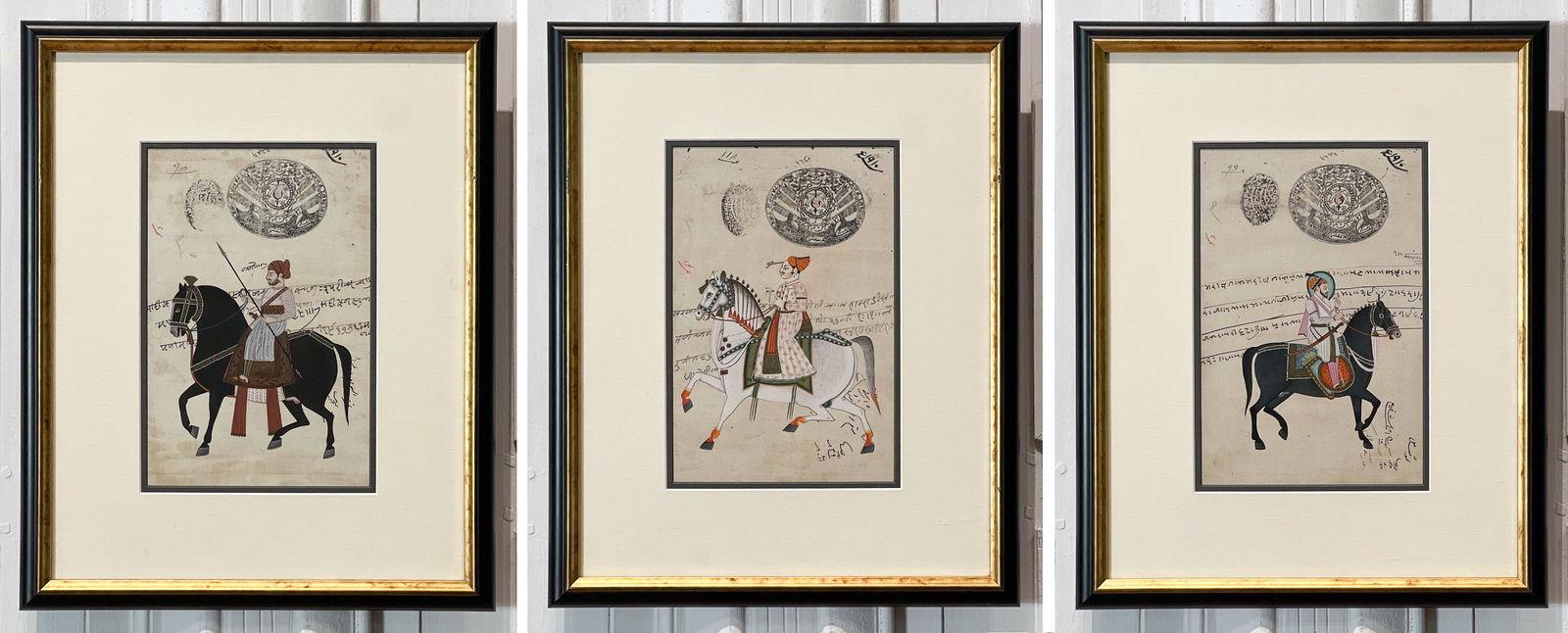 Three Mughal Prince On Horse Hunt Scene Paintings (1 of 11)