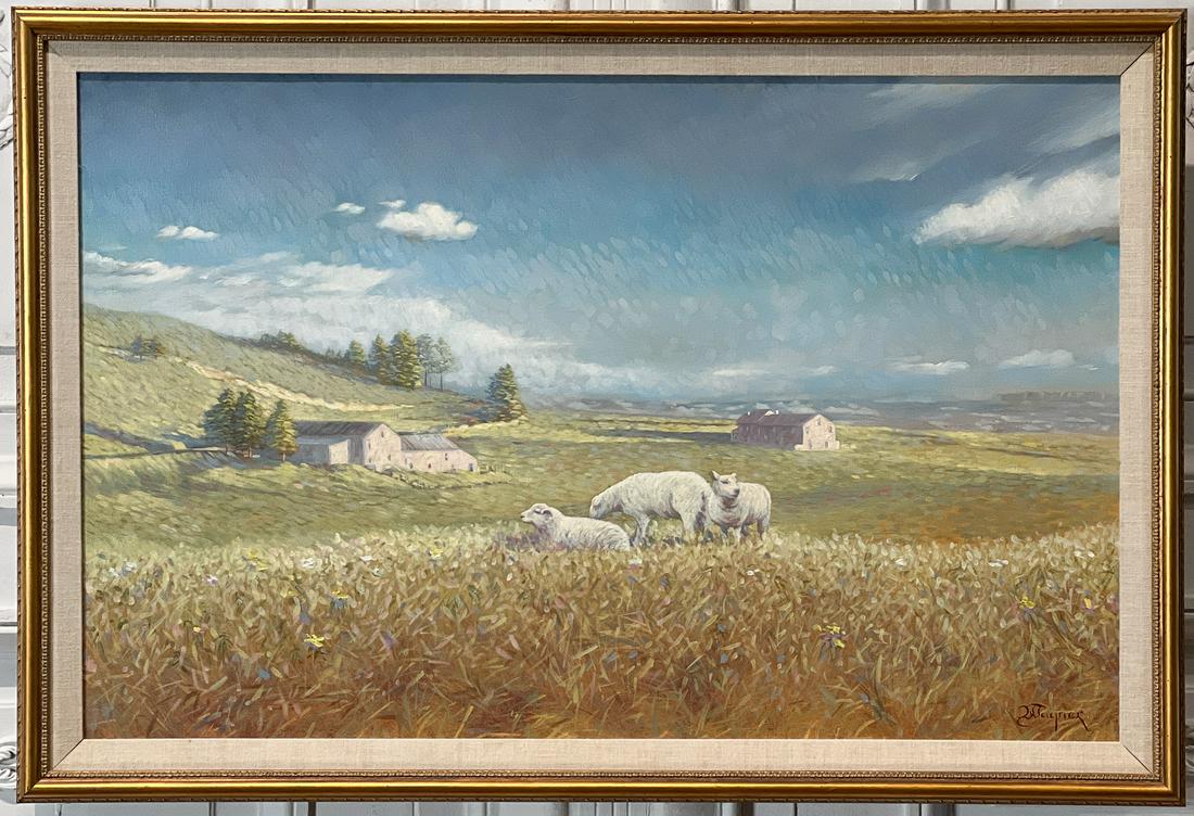 Impressionist Costal Landscape With Sheep Painting (1 of 9)