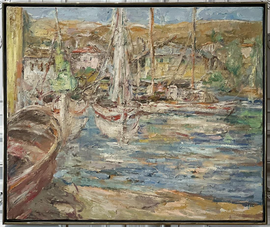 Sailboats In Summer Oil On Canvas Painting (1 of 8)
