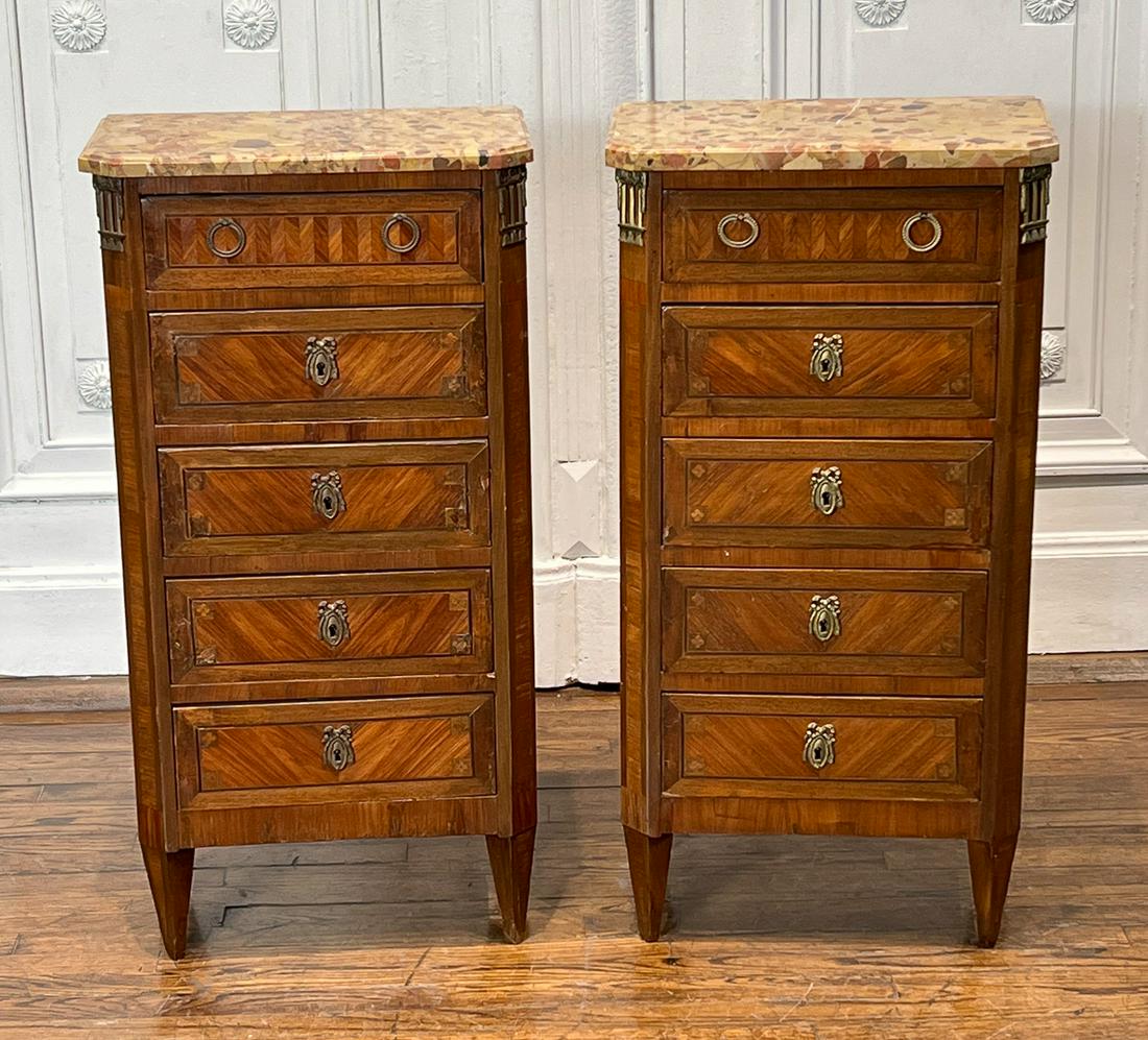 Pair Louis XVI Style Parquetry Semanier Chests (1 of 11)