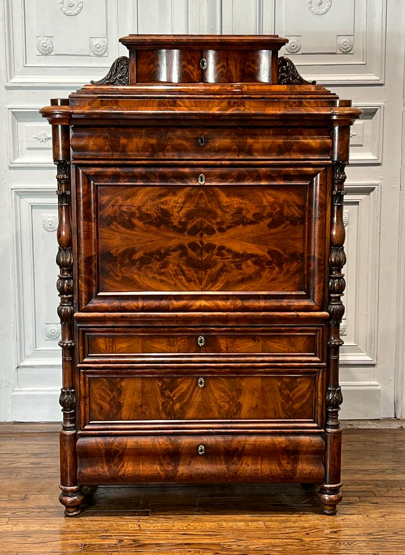 Rococo Revival Mahogany Secretaire Abattant (1 of 9)