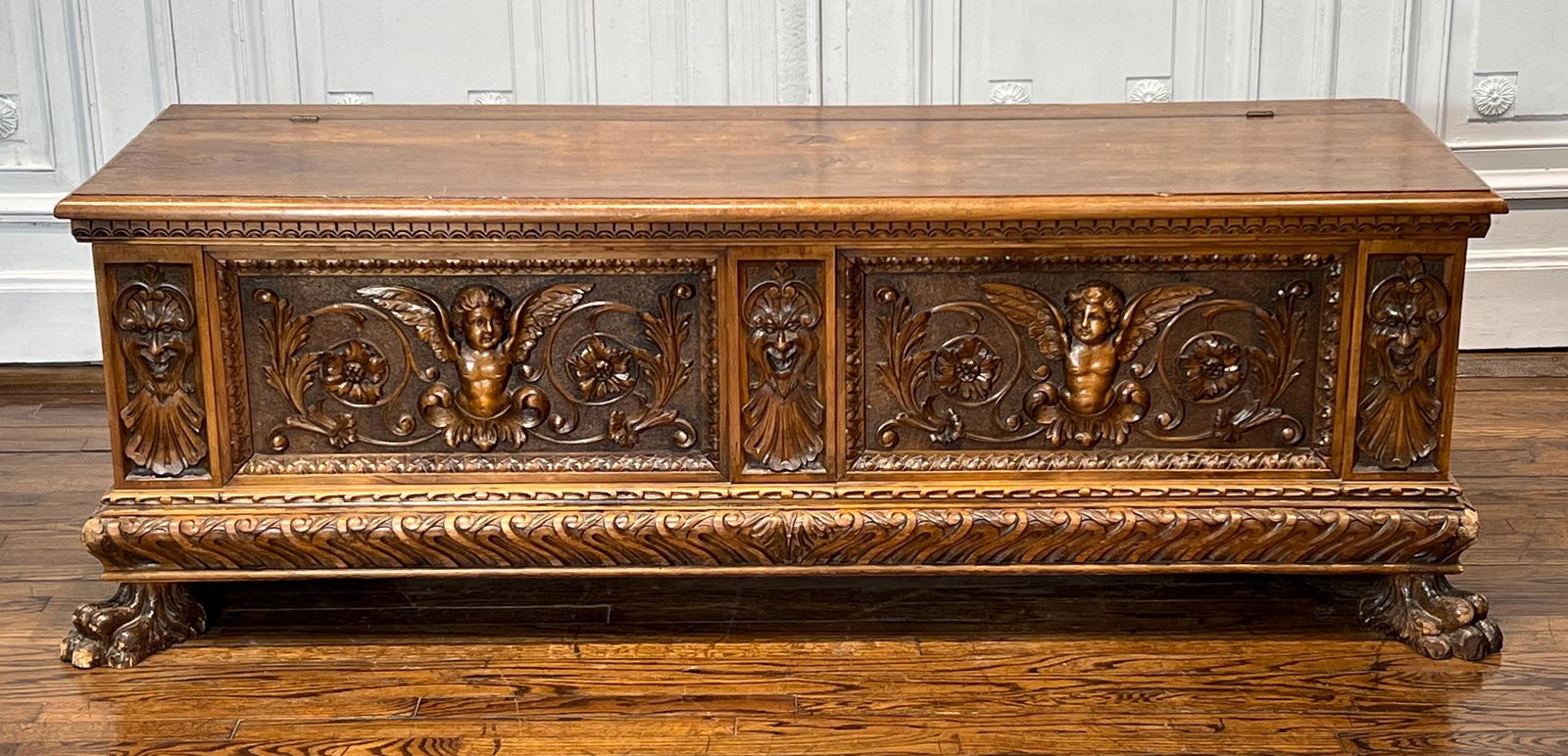 Antique Italian Carved Walnut Cassone Chest (1 of 13)
